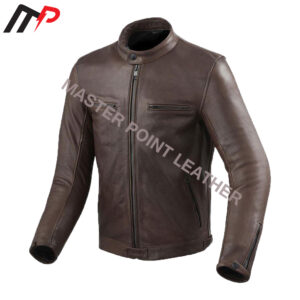 Brown Leather Bomber Motorcycle Jacket