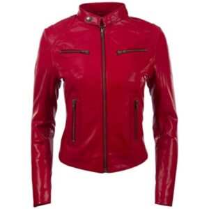dark red leather jacket